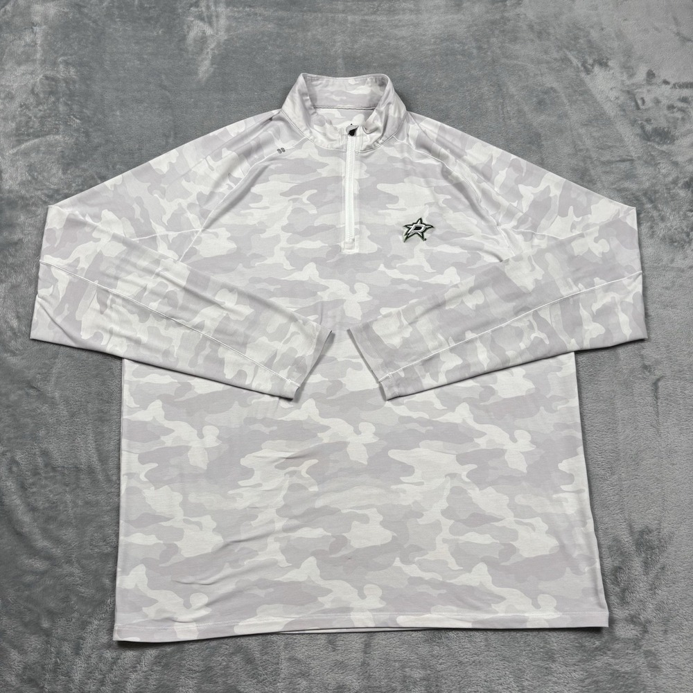 johnnie-O Galloway Camo Performance 1/4 Zip Dallas Stars NHL White Size Large